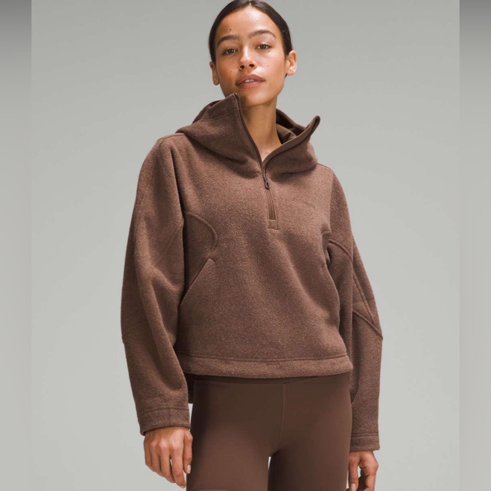 Lululemon Looped Terry Fleece Half-Zip Hoodie Java Size 12